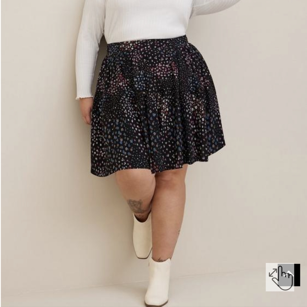 Mini Challis Tiered Skater Skirt